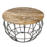 Evelyn - Table d'appoint - blanche - bois massif et métal - ø 55 cm